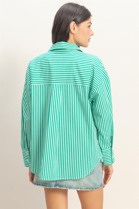 Sunday Stripes Poplin Shirt In Green