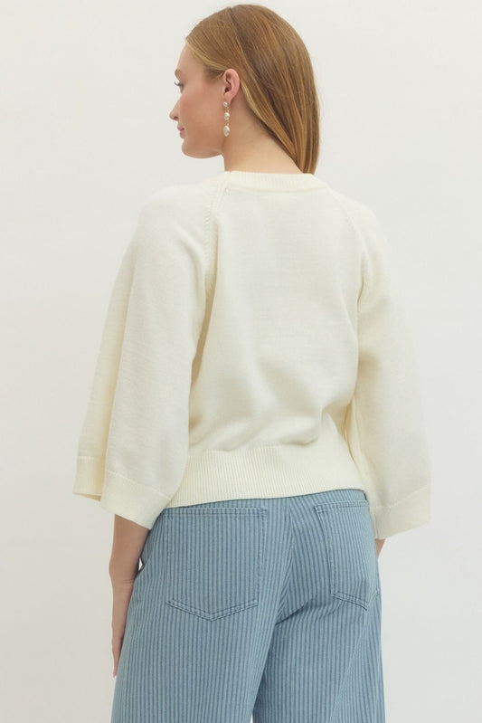 Sunny Days Knit Top In Cream
