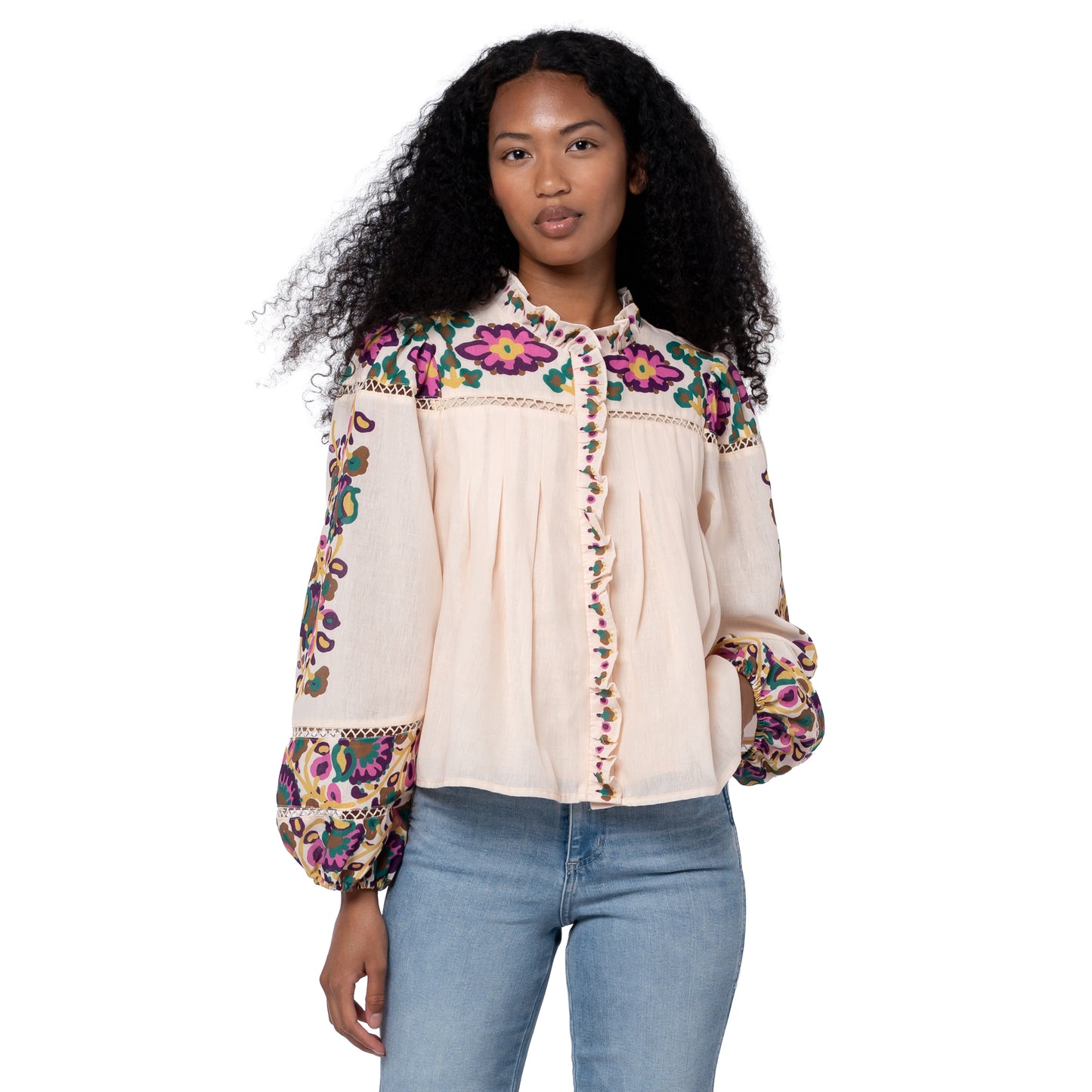 Floral Printed Ruffle Blouse