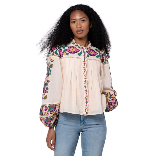 Floral Printed Ruffle Blouse