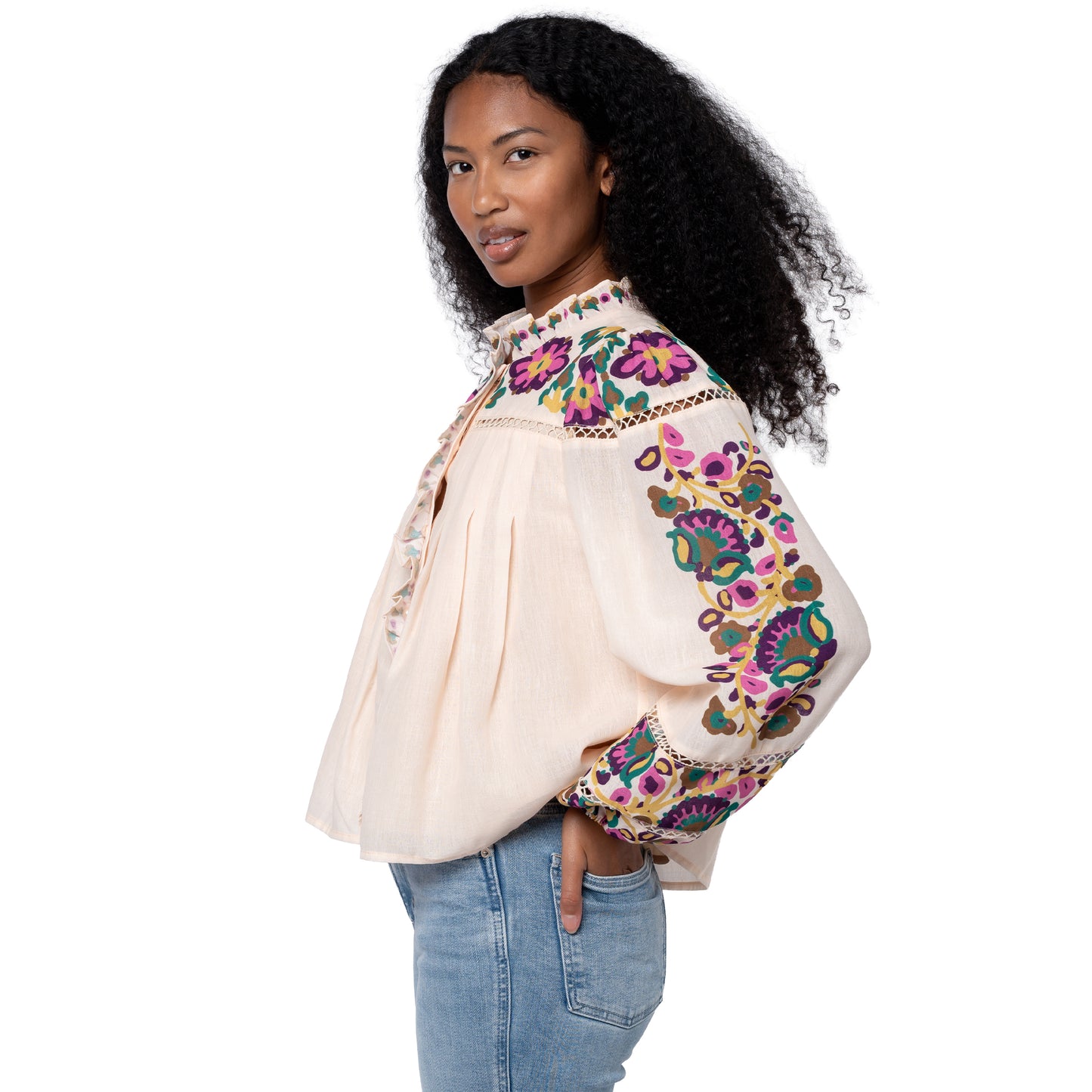 Floral Printed Ruffle Blouse
