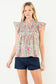 Mint Floral Flutter Sleeve Top