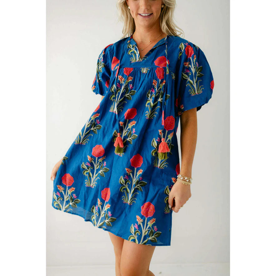 Flower Power Puff Sleeve Mini Dress