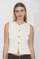 Shell Button Sweater Tank In Cream