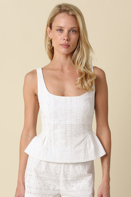 Textured Smocked Back Peplum Top