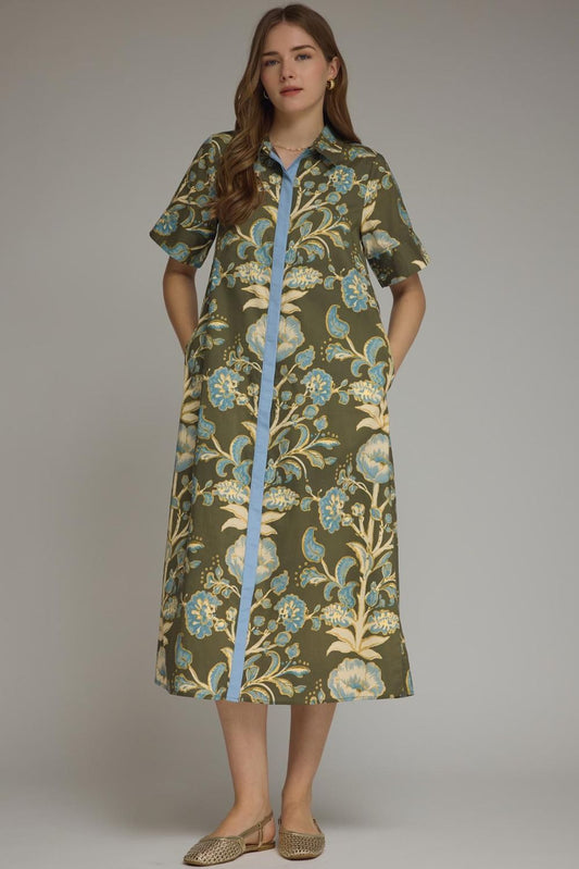 The Harvest Bloom Dress In Olive