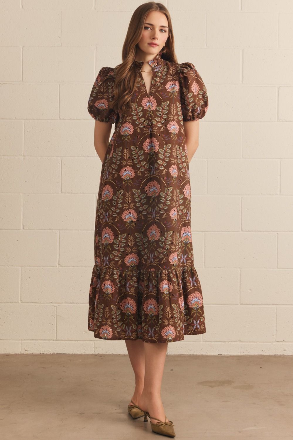 The Vintage Garden Dress In Brown