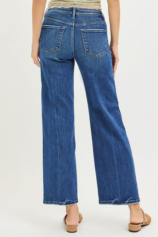 Tummy Control High Rise Ankle Straight In Dark Wash