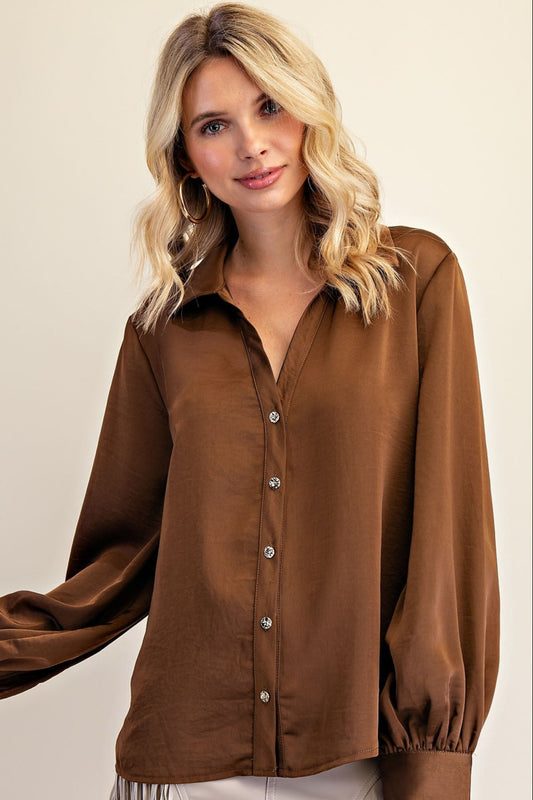 V-neck Collar Neck Button Down Shirt