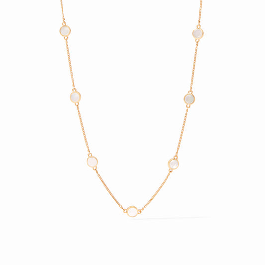 Julie Vos Valencia Delicate Station Necklace In Mother Of Pearl