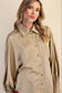 Voluminous Long Sleeve Blouse & Pants Set In Taupe