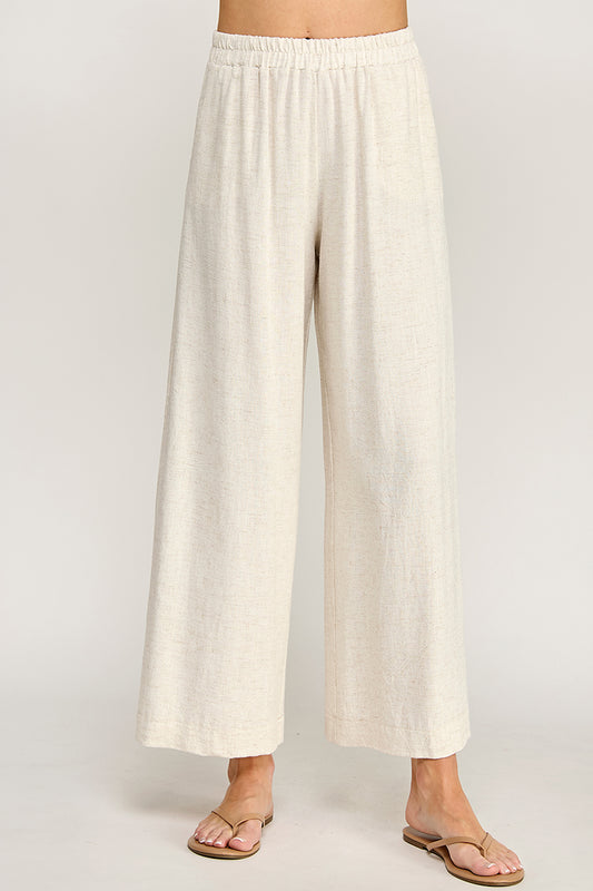 Coast Side Linen Wide Leg Crop Pants