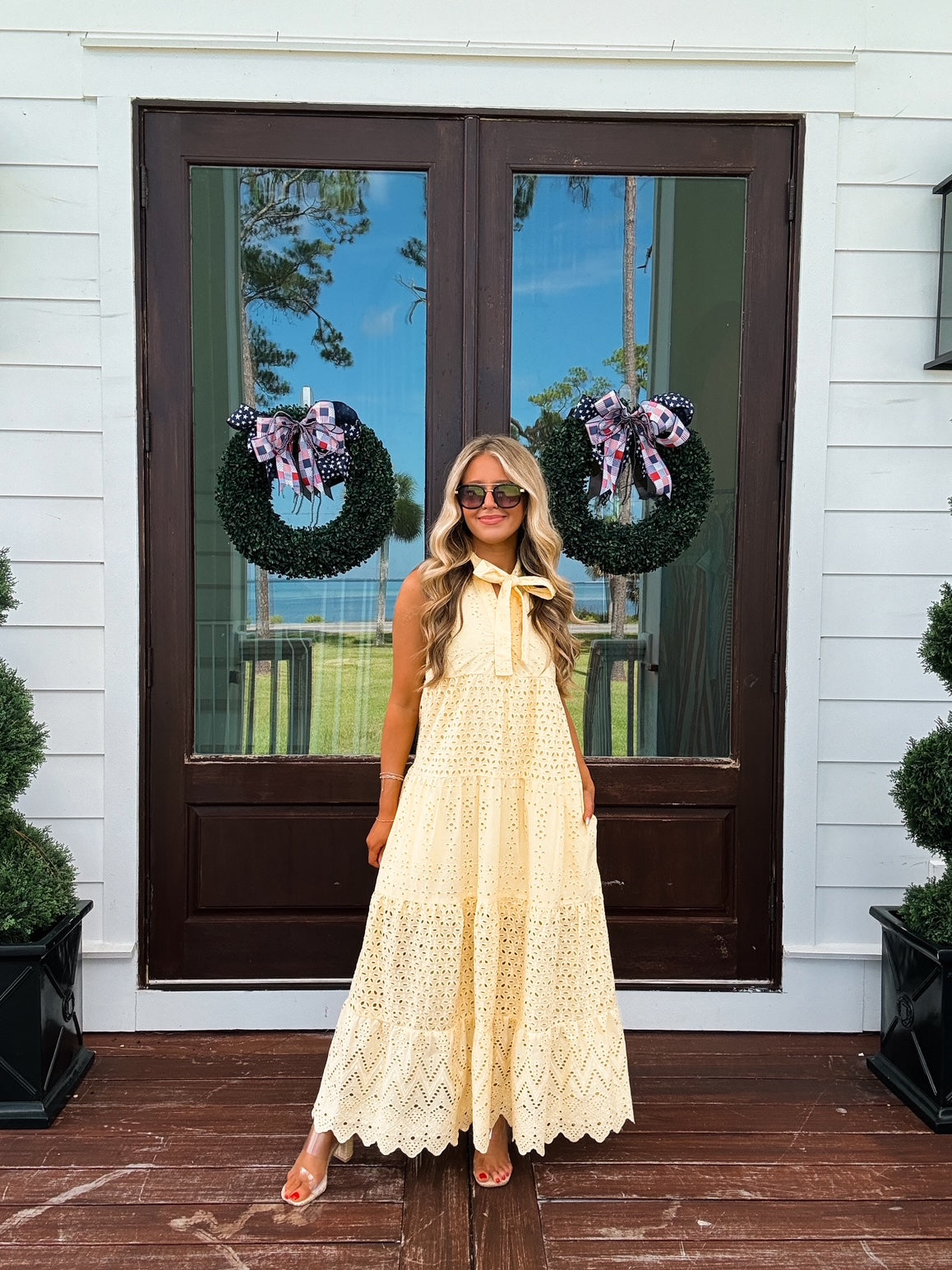 Walking On Sunshine Eyelet Maxi Dress