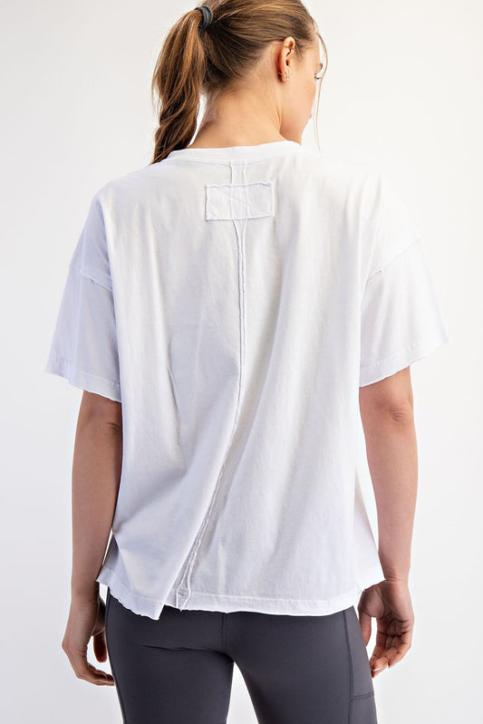 Washed Cotton Boxy Tee In White
