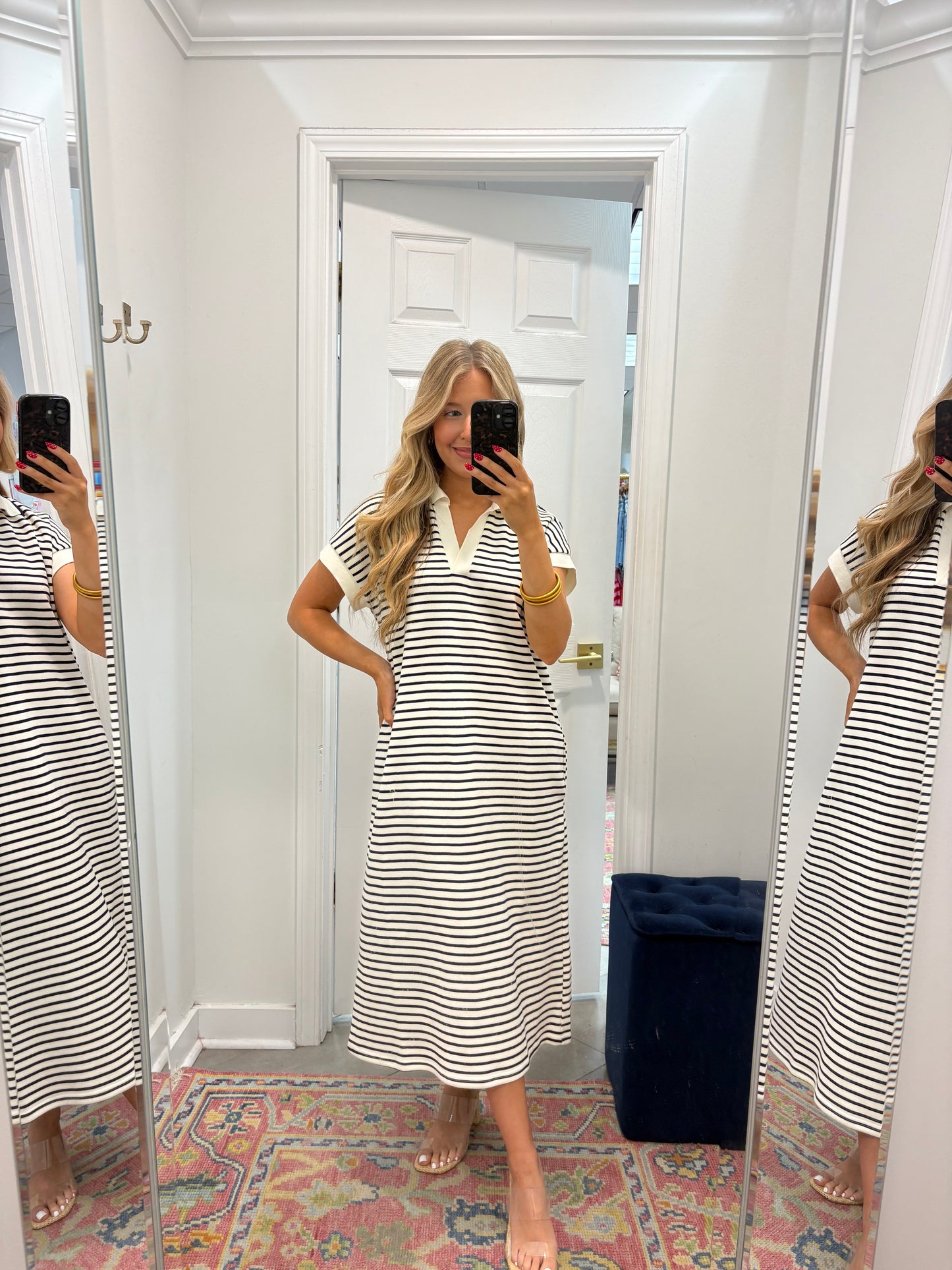 Weekend In Florida Midi Dress In Navy