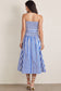 White And Blue Stripe Strapless Midi