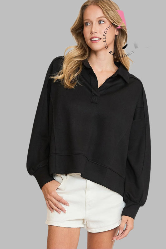 Buttery Soft Polo Style Sweatshirt