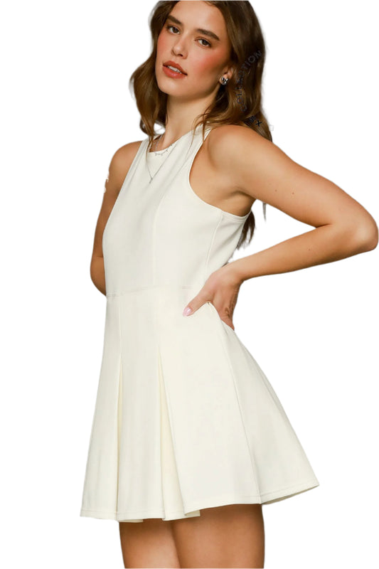 Match Point Luxeknit Mini Dress In Ecru