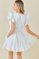 V-Neck Ruffle Sleeve Mini Dress in White