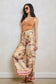 Conversational Border Print Tie Front Relaxed Pants