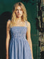 Sleeveless Smocked Gingham Check Cotton Summer Midi Dress