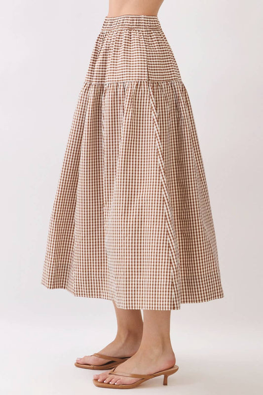 Gingham Tiered Maxi Skirt