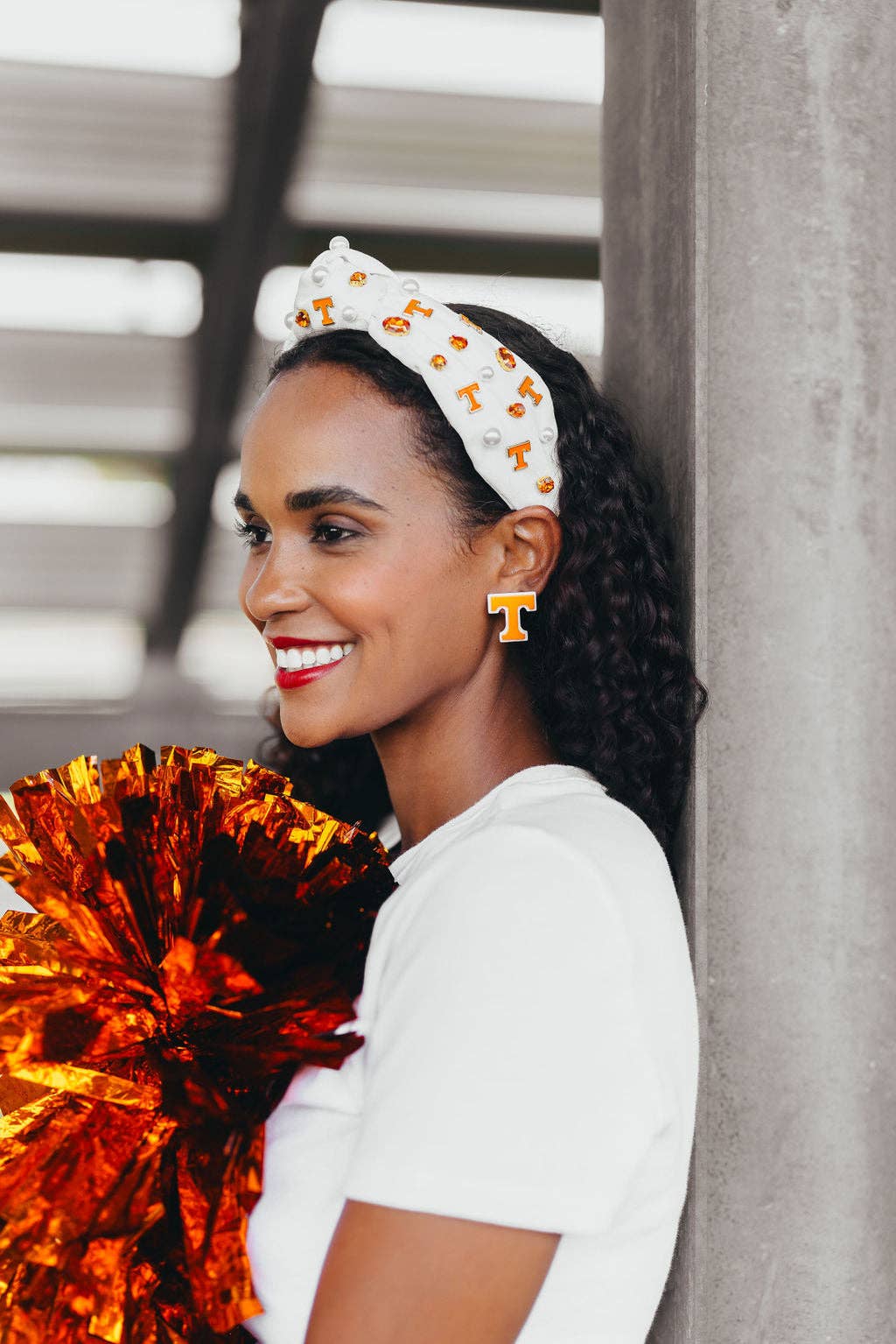 Orange and White Power T Studs
