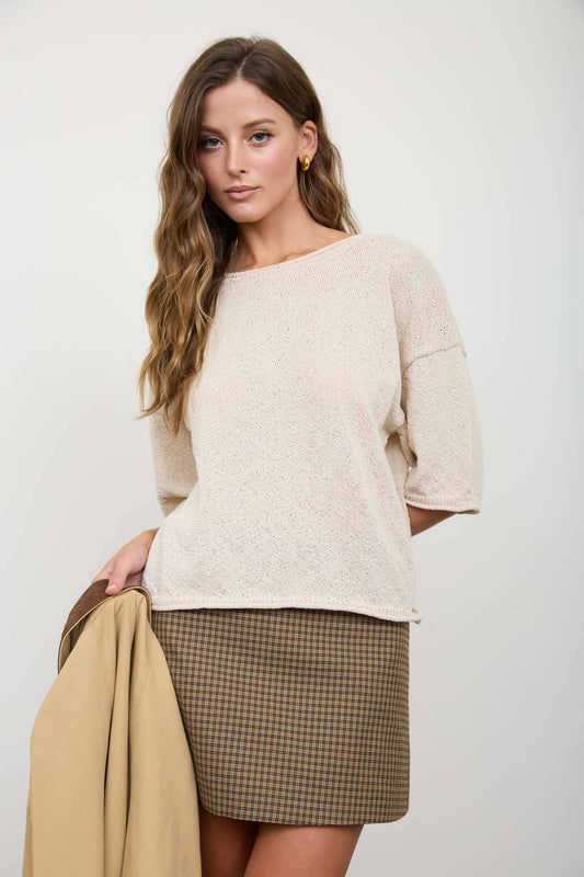 Raw Edge Boxy Knit Sweater