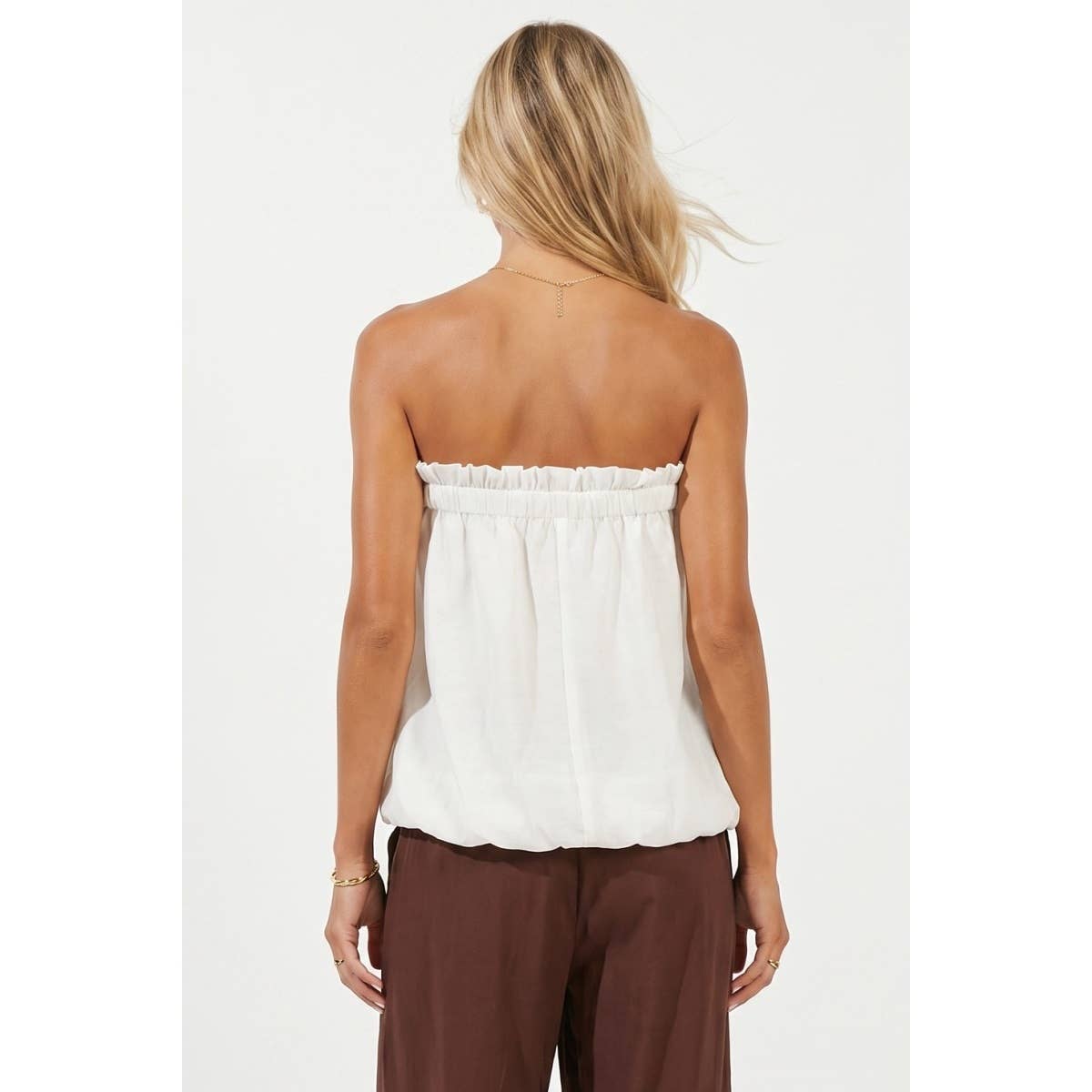 Bubble Hem Tube Top in Off White