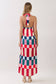 Colorblock Check Halter Maxi Dress