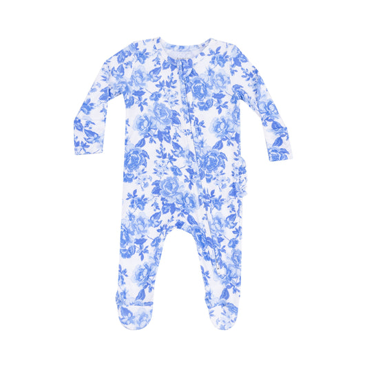 Angel Dear Roses In Blue 2 Way Zipper Footie