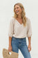 Elastic Puff Sleeve V-neck Blouse