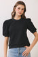 Game Day Crew Neck Short Puff Sleeves Knit Top