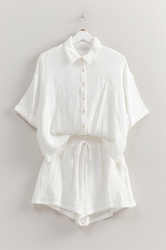 Easy Going Gauze Short Set In White