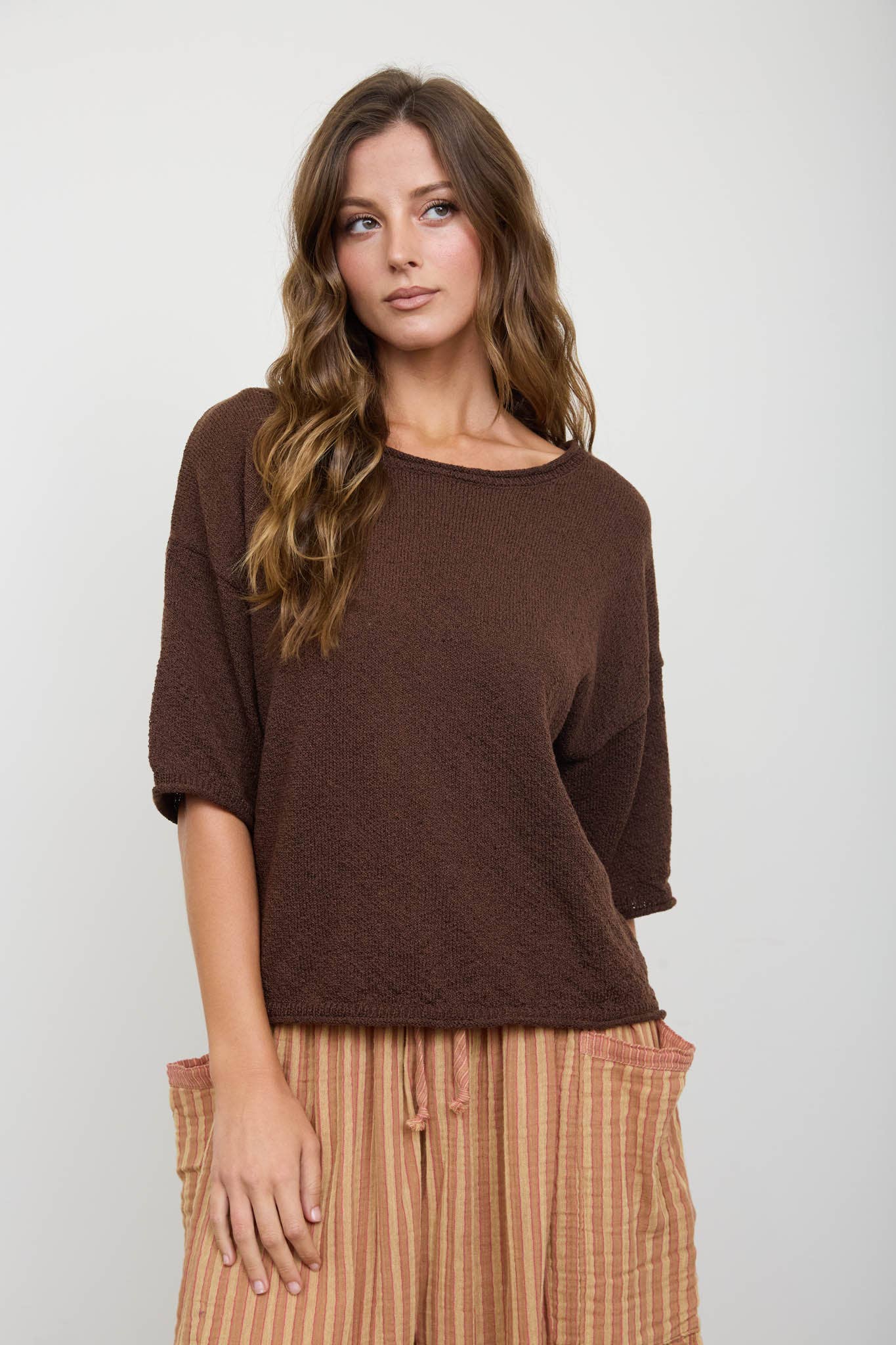 Raw Edge Boxy Knit Sweater
