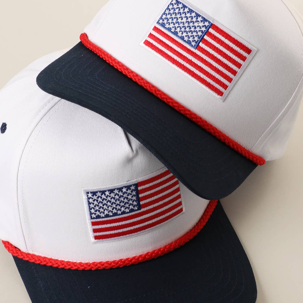 USA Embroidered Patch Two Tone Rope Trucker Hat