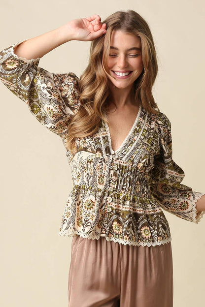Jaynie Print Peplum Blouse