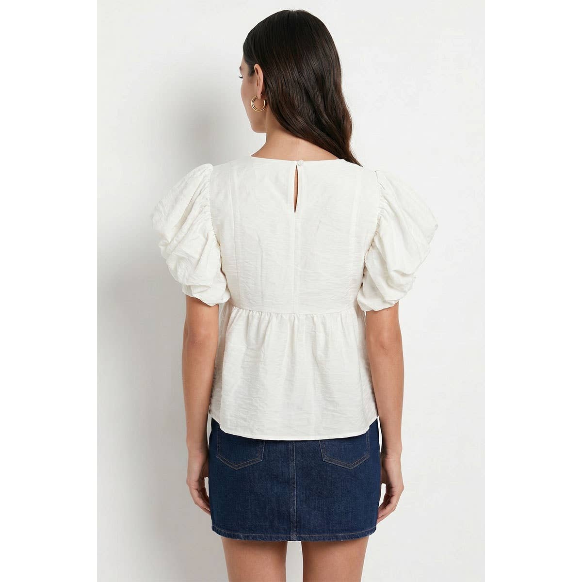 Statement Sleeve V-neck Linen Top