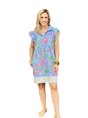 Garden Bloom Dress In Blue Mix