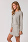 Round Neck Woven Strip Cardigan in Cream/Black