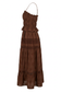 Embroidered Lace Crop Top & Maxi Skirt Set in Brown