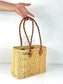 Handwoven Reed Basket with Braided Leather Handles