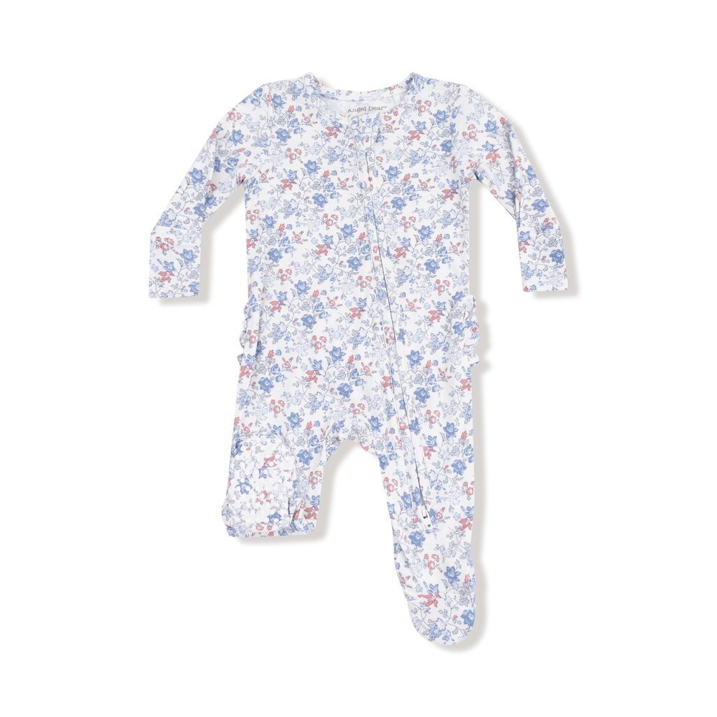 Angel Dear Country Girl Floral 2 Way Zipper Ruffle Footie