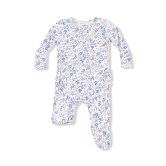 Angel Dear Country Girl Floral 2 Way Zipper Ruffle Footie