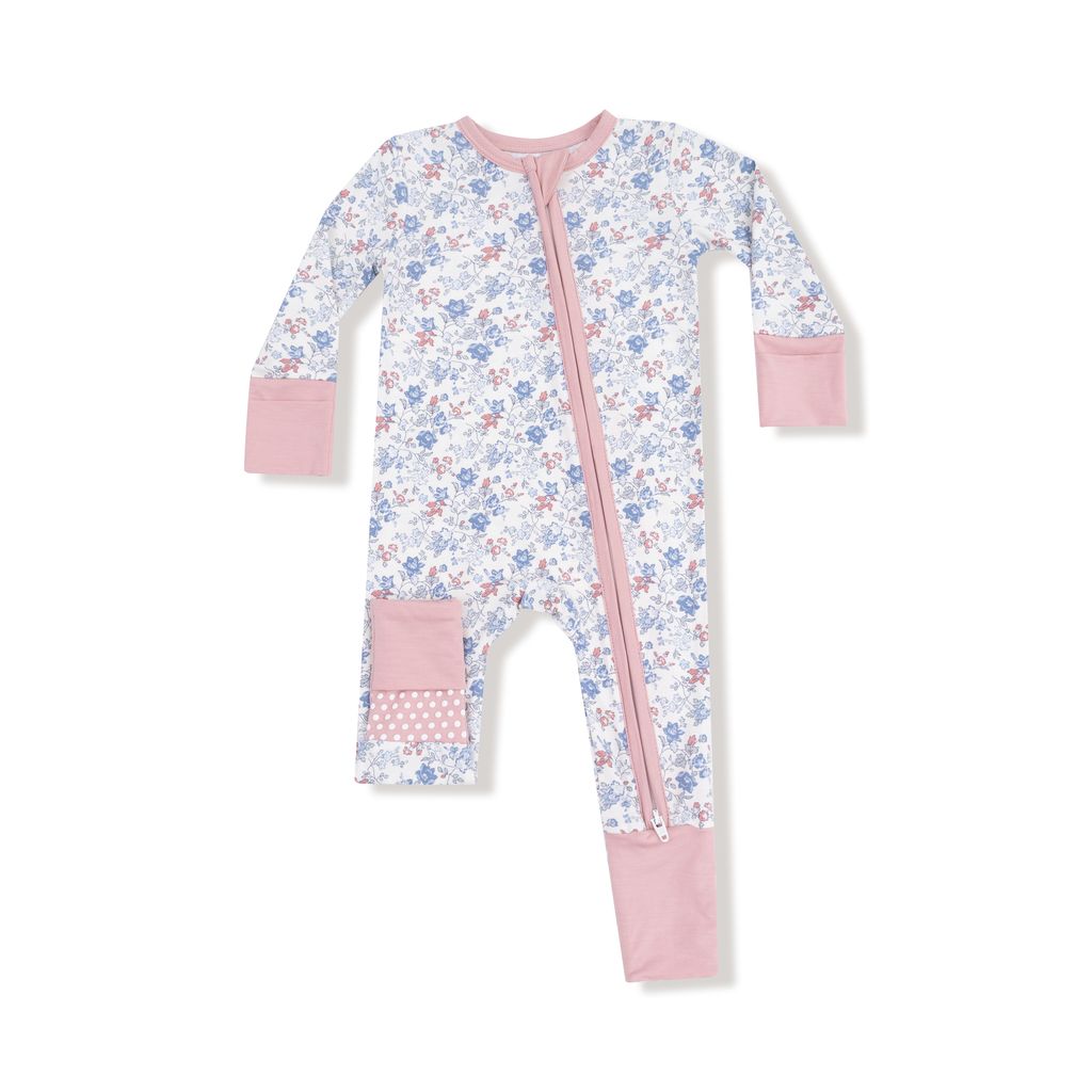 Angel Dear Country Girl Floral 2 Way Zipper Romper