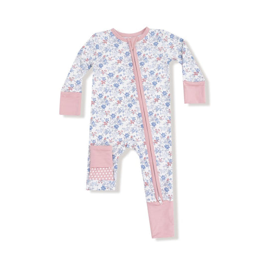 Angel Dear Country Girl Floral 2 Way Zipper Romper
