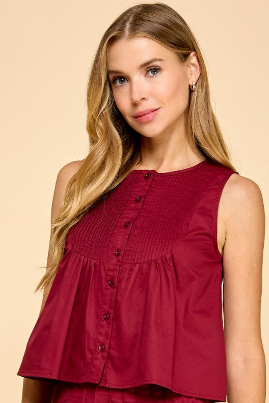 It's Football Season Button Down Top In Burgundy