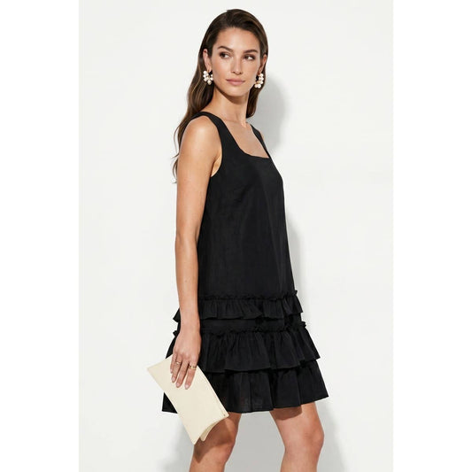 Open Back Ruffle Hem Mini Dress