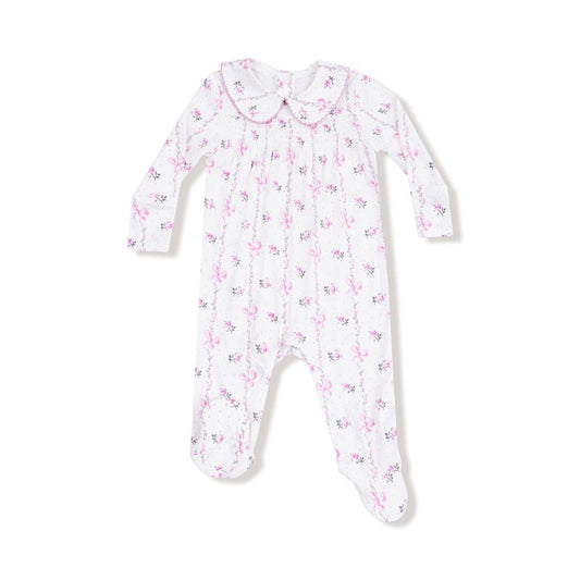 Angel Dear Dainty Buds & Bows Stripe Peter Pan Snap Footie