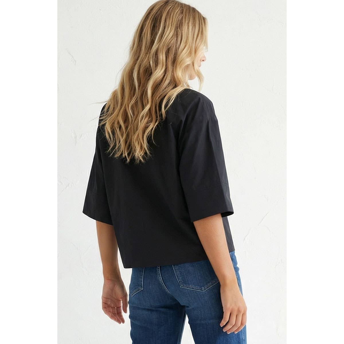 Boxy Half Sleeve Button Up Shirt